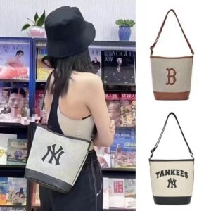South Korea MLB Bucket Bag Classic Embroidered Shoulder Crossbody Bag Fashion Brand College Commuter Mummy Commuter All-match Lightweight
